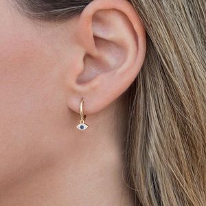 Brand New Trendy Evil Eye Earrings Gold